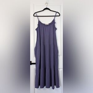 Natural Life Tiered Cotton Tank Midi Dress Purple Size Medium
